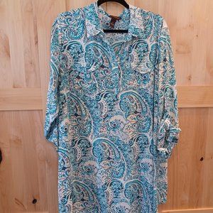 Oversize floaty shirt dress with roll-up sleeves and breast pocket details